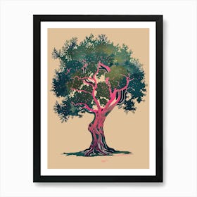 Olive Tree Colourful Illustration 4 Art Print