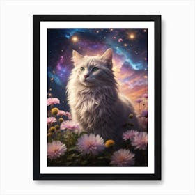 White Cat In The Field Art Print