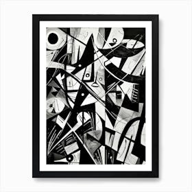 Chaos Abstract Black And White 2 Art Print