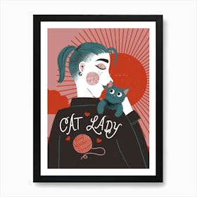 Cat Lady 1 Art Print
