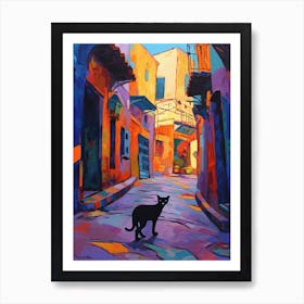 Painting Of Marrakech With A Cat In The Style Of Fauvism 4 Art Print