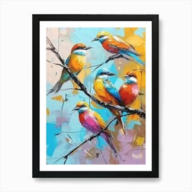 Birds On A Branch Art Print