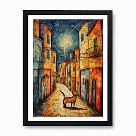 Painting Of Havana With A Cat In The Style Of Renaissance, Da Vinci 1 Art Print