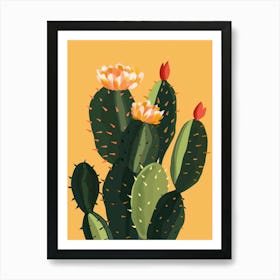 Christmas Cactus Plant Minimalist Illustration 8 Art Print