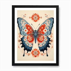 Butterfly Animal Drawing In The Style Of Ukiyo E 2 Art Print