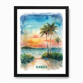 Hawaii Watercolor Painting Art Print