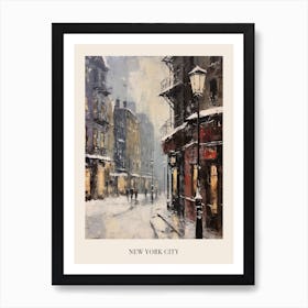 Vintage Winter Painting Poster New York City Usa 2 Art Print