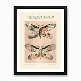 Velvet Butterflies Collection Butterfly Elegance William Morris Style 1 Art Print