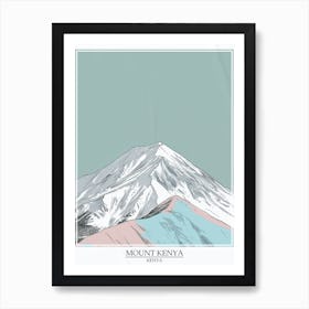 Mount Kenya Color Line Drawing 3 Poster Art Print