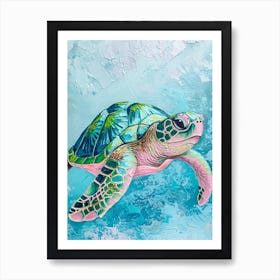 Pastel Pink & Blue Sea Turtle 2 Art Print