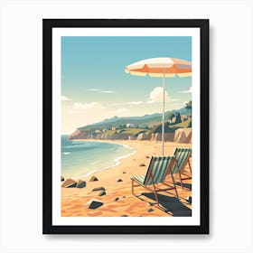 Malibu Beach California, Usa, Graphic Illustration 3 Art Print