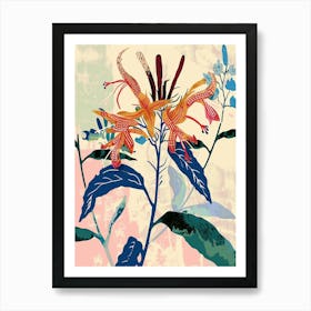 Colourful Flower Illustration Bee Balm 3 Art Print