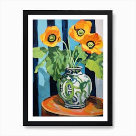 Flowers In A Vase Still Life Painting Poppy 1 Art Print