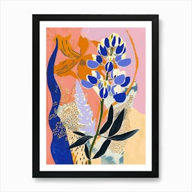 Colourful Flower Illustration Bluebonnet 5 Art Print