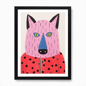 Pink Polka Dot Timber Wolf Art Print