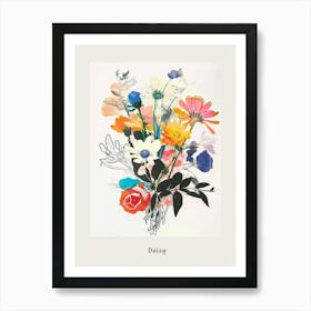 Daisy 3 Collage Flower Bouquet Poster Art Print