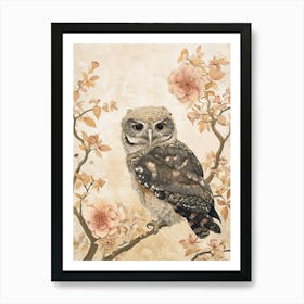 Brown Fish Owl Japanese Painting 2 Art Print