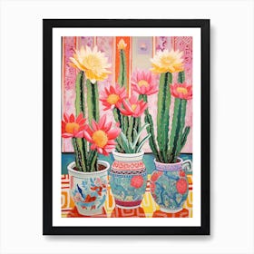 Cactus Painting Maximalist Still Life Trichocereus Cactus 3 Art Print