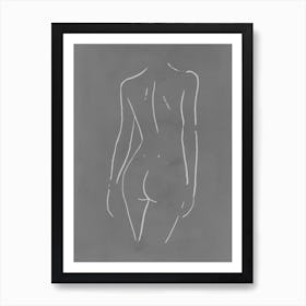 Female Body Sketch 1 Gray Art Print