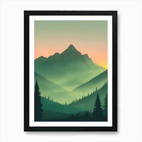 Misty Mountains Vertical Composition In Green Tone 209 Art Print