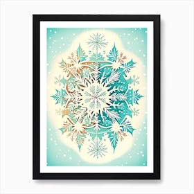 Winter, Snowflakes, Vintage Sketch 1 Art Print