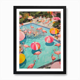 Pool With Flamingos Tropical 4 Art Print