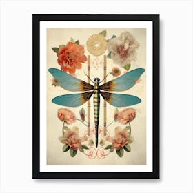Dragonfly Botanical Vintage Illustration 5 Art Print