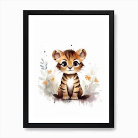 Watercolour Jungle Animal Sumatran Tiger 3 Art Print
