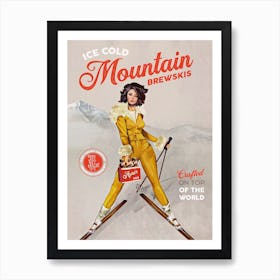 Mountain Brewskis Ski Pinup Art Print