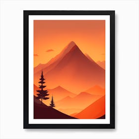Misty Mountains Vertical Composition In Orange Tone 231 Art Print