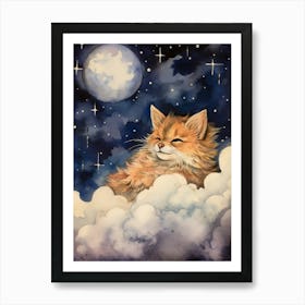 Baby Lynx 2 Sleeping In The Clouds Art Print