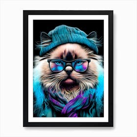 Cat With Glasses animal Art Print