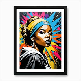 Graffiti Mural Of Beautiful Hip Hop Girl 33 Art Print