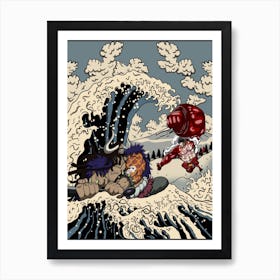 Luffy Vs Kaido The Fight Great Wave 2 Art Print