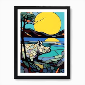 Stained Glass Style Rhino Art Print