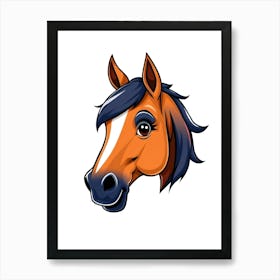 Horse Head Color Caricature Art Print