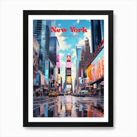 New York United States Times Square Travel Art Illustration Art Print