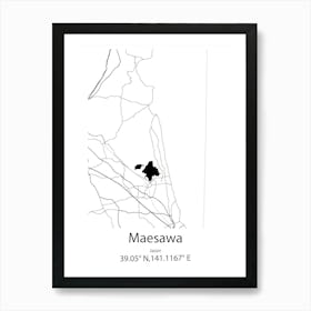 Maesawa,Japan Minimalist Map Poster