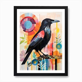 Bird Painting Collage Raven 1 Art Print