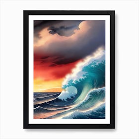 Ocean Wave At Sunset Art Print