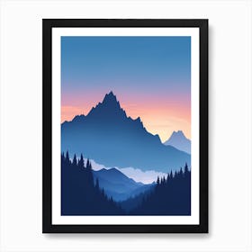 Misty Mountains Vertical Composition In Blue Tone 107 Art Print