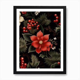 Christmas Poinsettia flowers Art Print