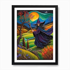 Witch With Broom 1 Art Print