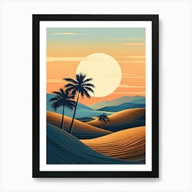 Desert Landscape With Palm Trees 8 Art Print