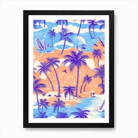 Miami Beach, Florida, California, Inspired Travel Pattern 6 Art Print