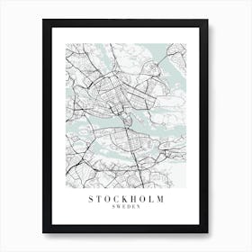 Stockholm Sweden Street Map Minimal Color Art Print