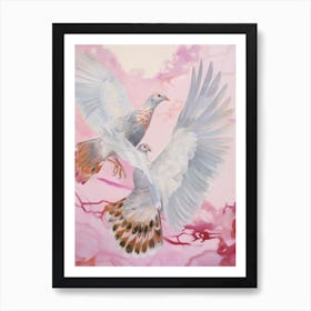 Pink Ethereal Bird Painting Grouse 2 Art Print