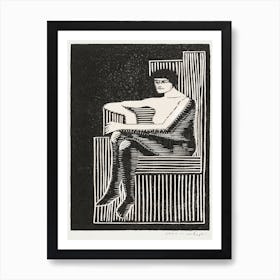 Seated Nude Figure In A Geometric Chair (1920), Samuel Jessurun Art Print