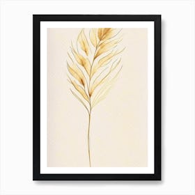 Wheat Leaf Minimalist Watercolour 2 Art Print