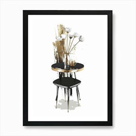 Black And Gold Side Table Art Print